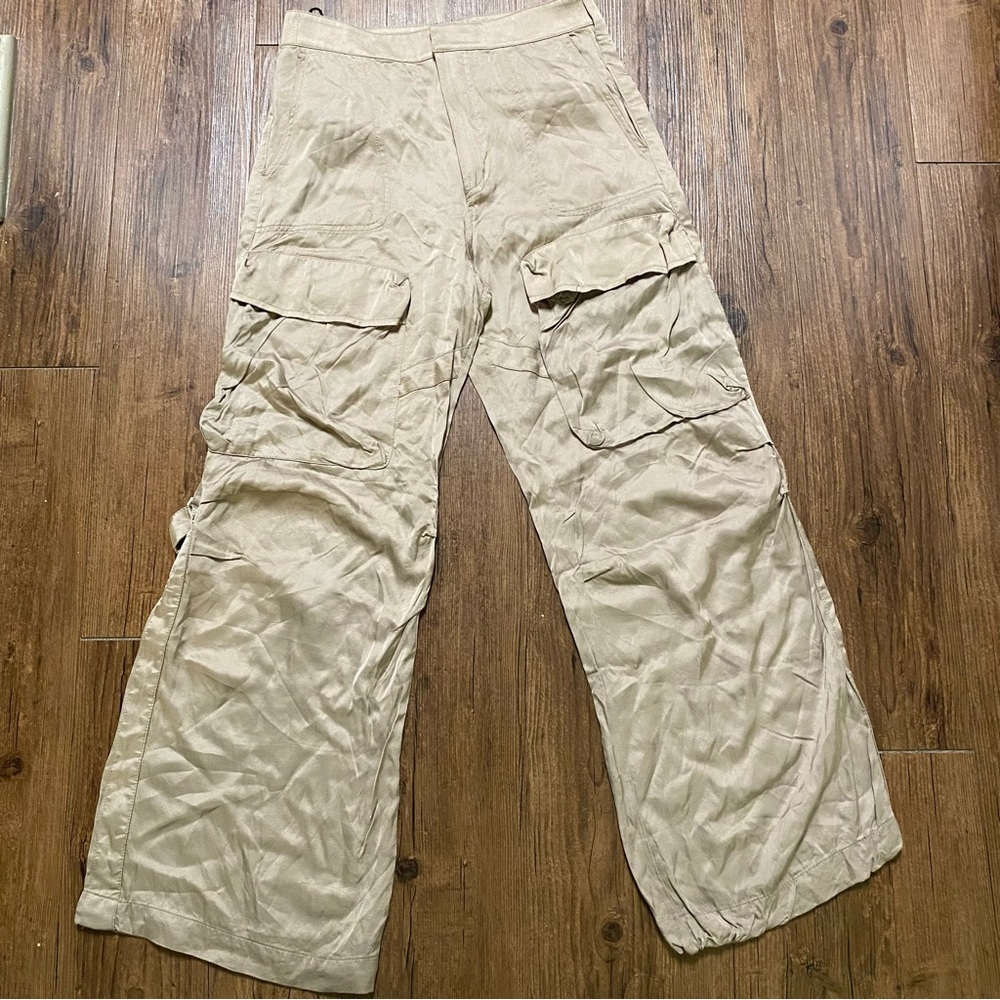Zara Beige High-Rise Trousers